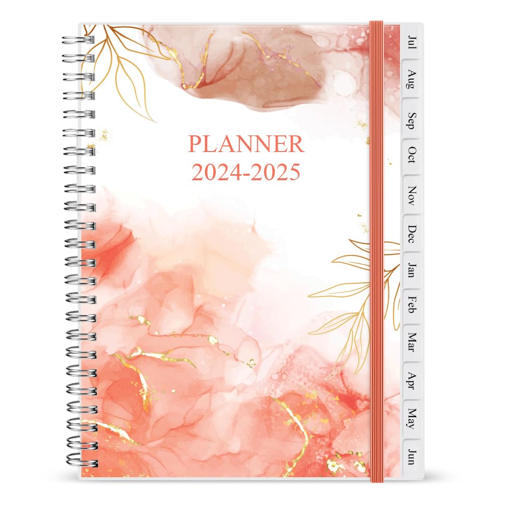 4/3 pack of case different colors 2025 Weekly & Monthly Planner - 2024-2025 Planner & Organizer Notebook to Track Goals, Easy to Organize Your Daily Life, Medium 6.5" x 8.5", Rose