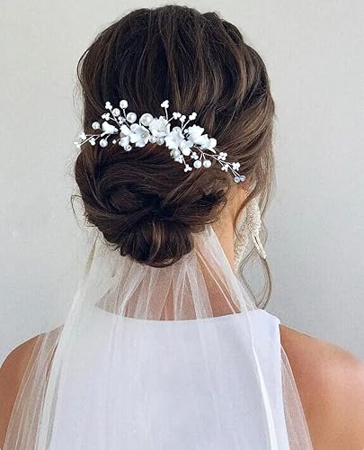 Beusoulover Pinza para peine de pelo de boda, accesorios para el cabello de boda para novias, accesorios para el cabello de novia de cristal,