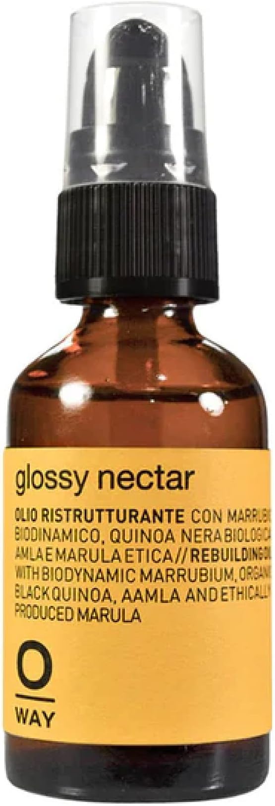 0way Glossy Nectar, Made in Italy, Biodynamic Ingredients - Organic Black Quinoa and Ethical Marula Oil for Hair & Shine (1.7 oz)