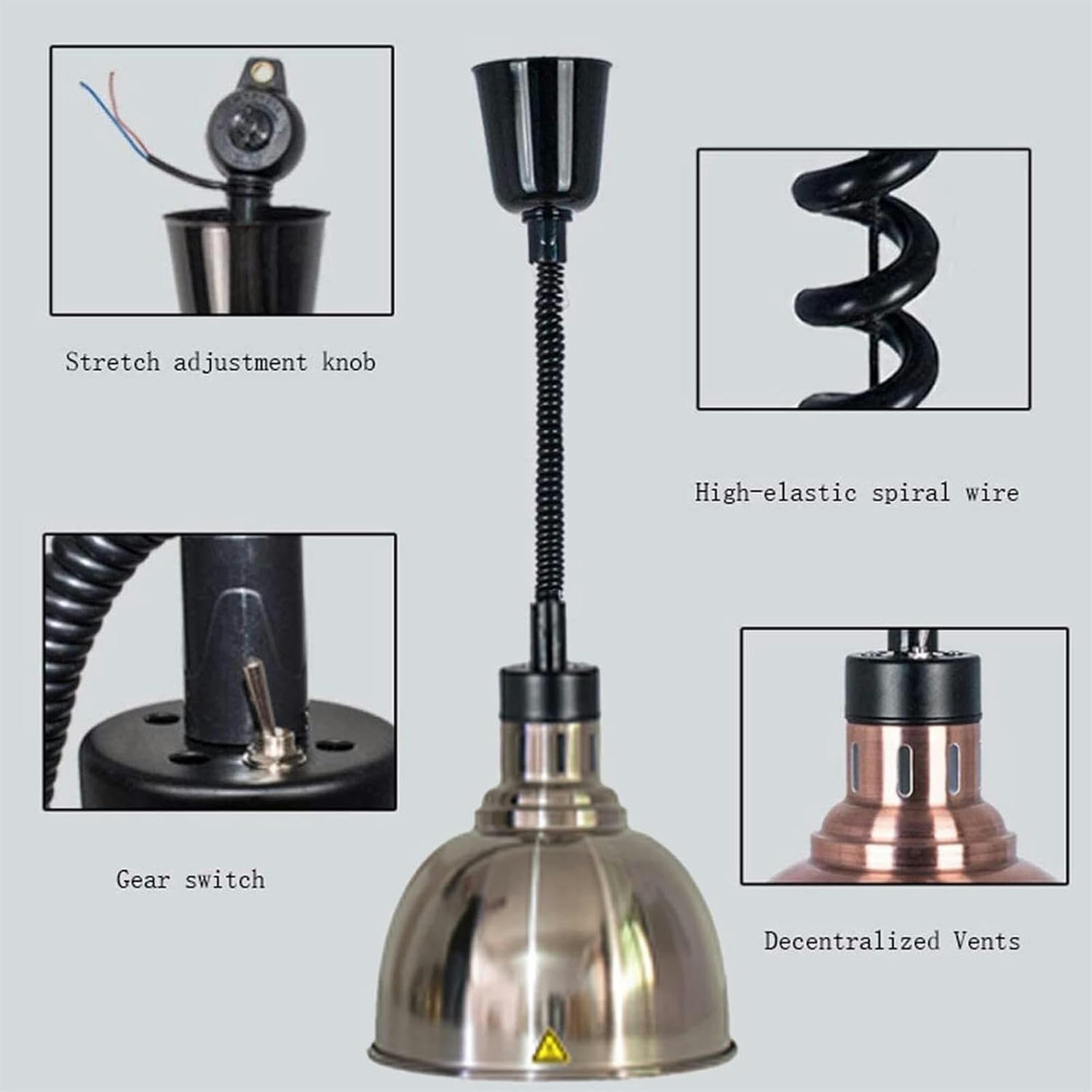 Generico Lampade riscaldanti per Alimenti Scaldavivande per Feste, 3 Pezzi Lampade riscaldanti per Alimenti Commerciali Espositore per Buffet, Attrezzature per Cucina alberghiera Forniture per ristor