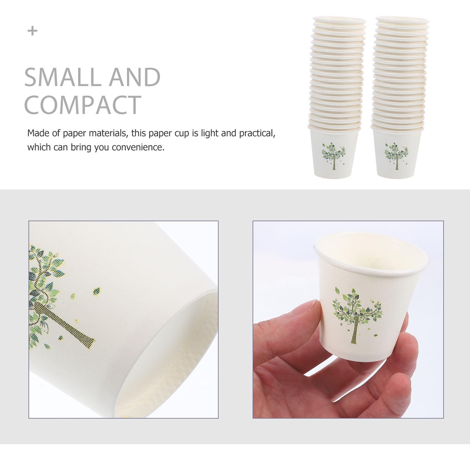 Abaodam 500 Vasos de Papel Desechables de 3 Oz Ligeros y Seguros para Bodas y Fiestas, Diseño Simple y Generoso, Capacidad de 60ml para Bebidas
