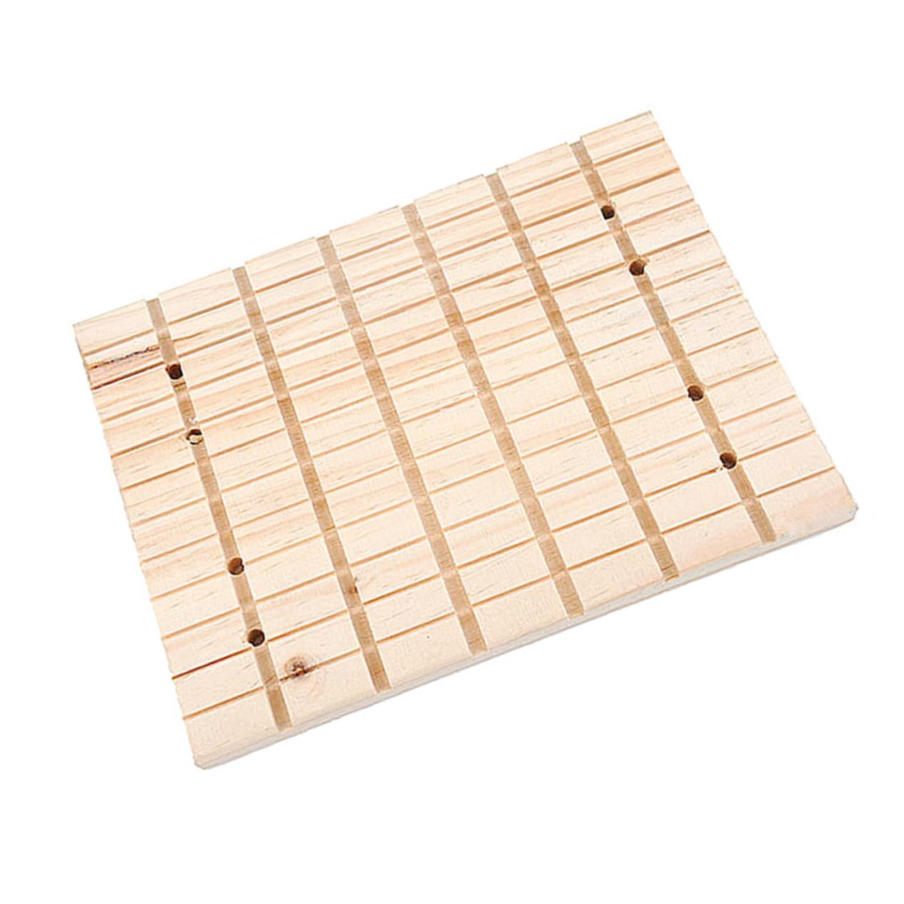 POPETPOP 1PC Wooden Grinding Pad Squirrel Chinchilla Mat with Design for Cage Fixing Durable Natural Pet Accessory