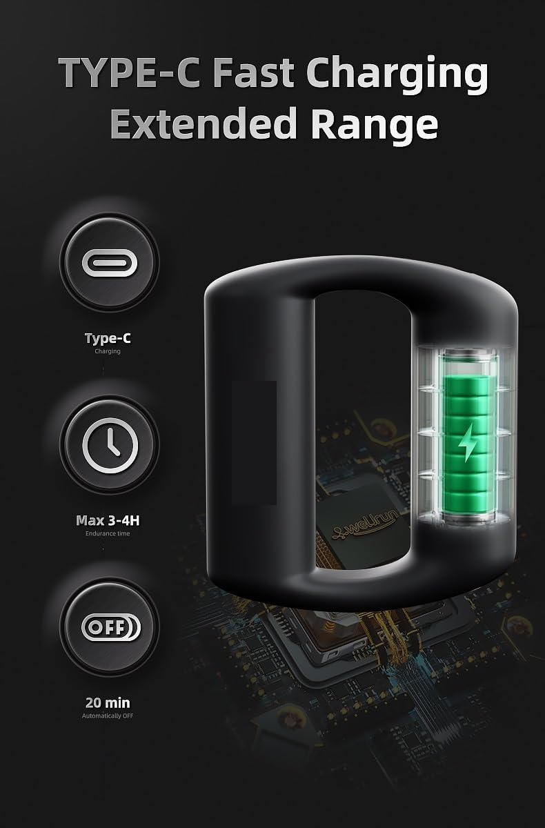 THE FINEST Deep Tissue Handheld Massage Gun Portable Cordless Massager for Back, Muscle Recovery & Pain Relief, Travel Size with Carry Case, Ideal for Athletes, Office & Home Relaxation (Purple)