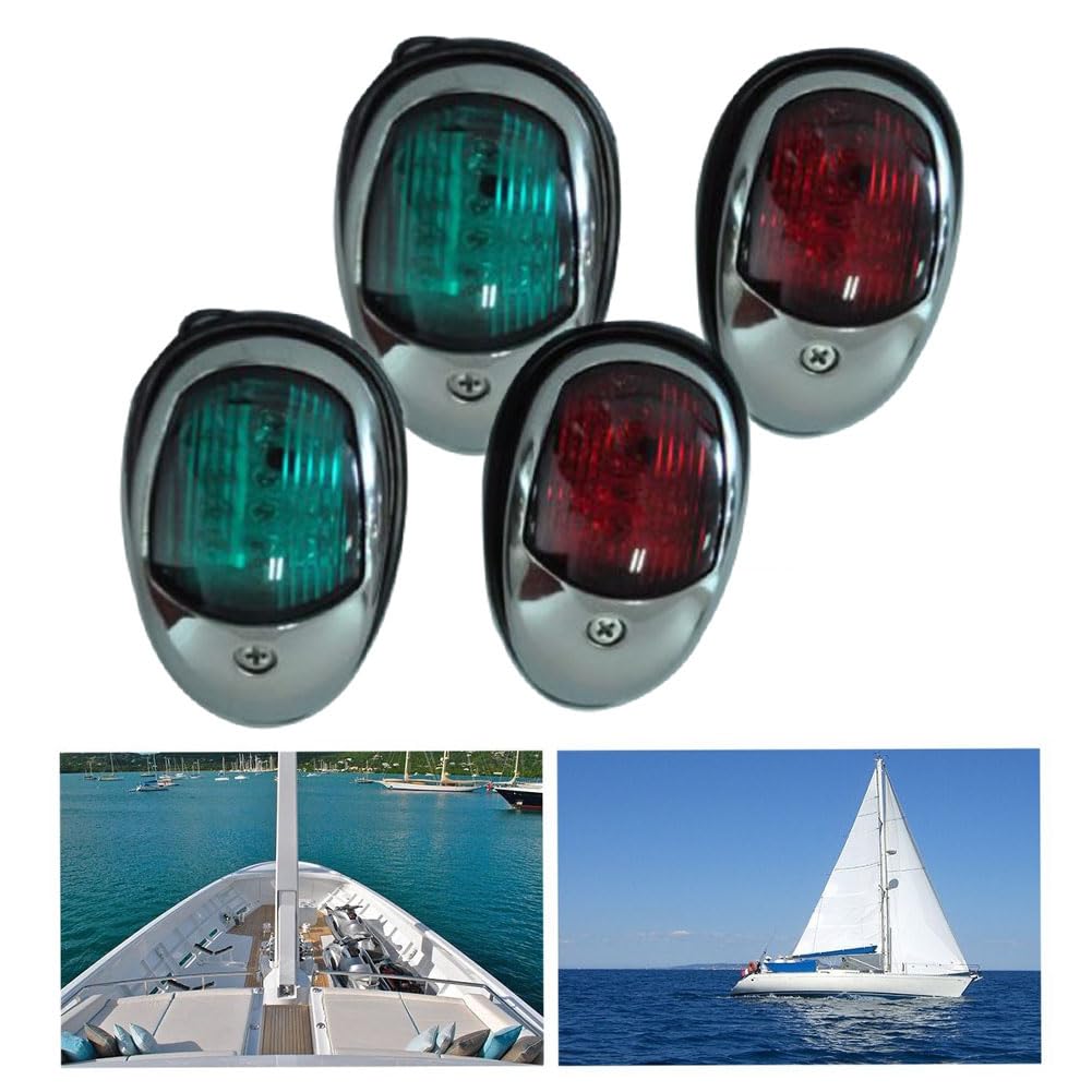 SIKUAI 98 * 55 * 35mm Barca Marina Vela LED Luce di Navigazione di Prua Lampada Verde e Rosso Acciaio Inossidabile Per Touring Pontone Veloce Barche da Pesca 2 Pai