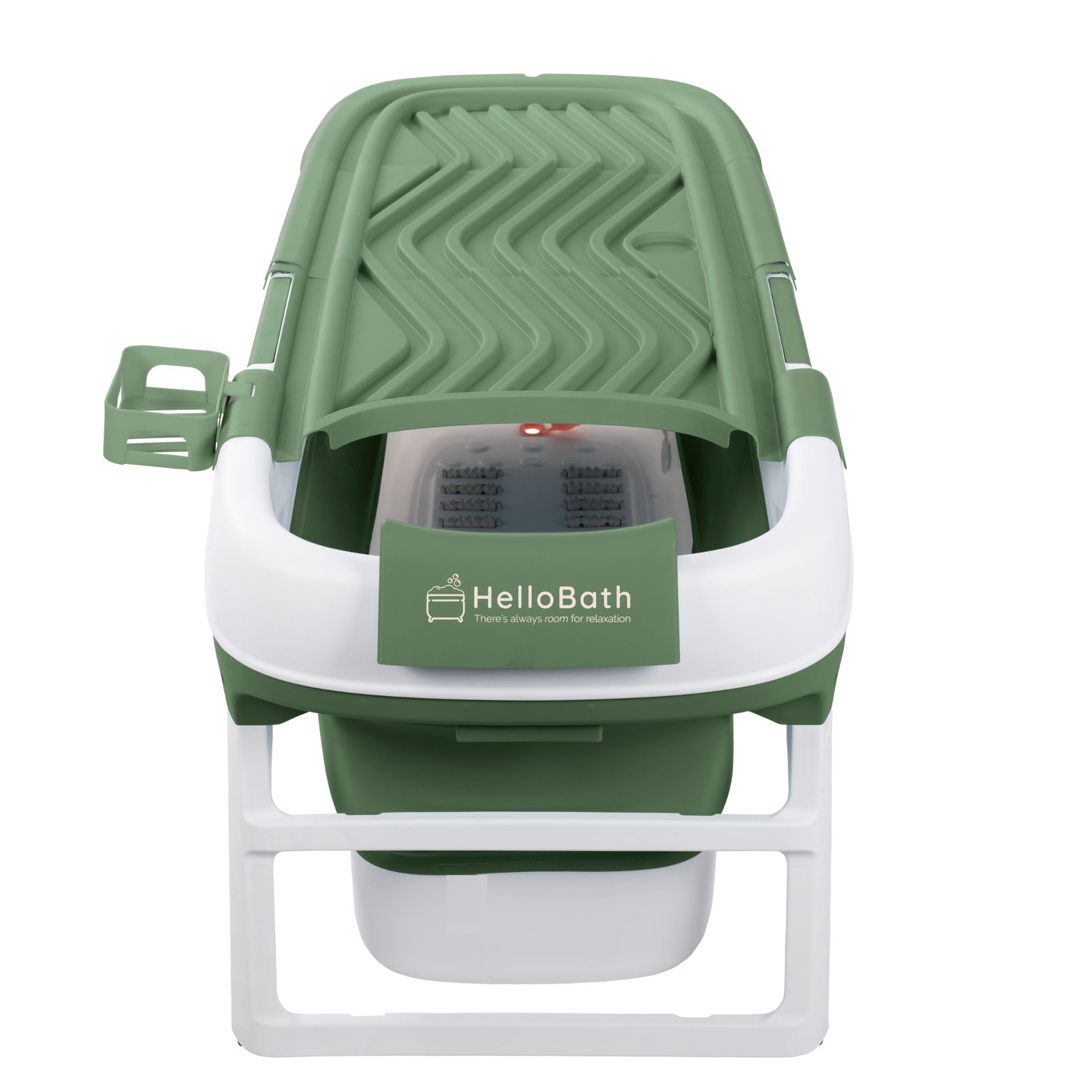 HelloBath® Opvouwbare Badkuip XXL 157x60x48 cm voor Volwassenen | Draagbare Badkuip met Badkussen, Opbergtas, LED-lamp & Massagerollers | Mobiele voor Douche & Buiten | Groen