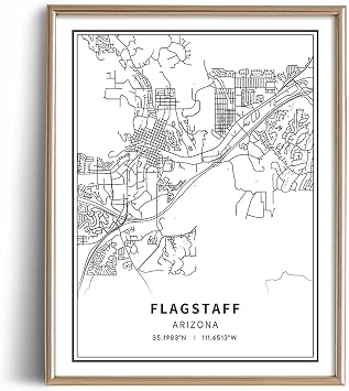 Flagstaff City Poster - Minimalist Black White Wall Art - Flagstaff Street Transit Map Print Picture - Flagstaff Art Wall Decor - Map Poster of Flagstaff - Decorative Artwork Souvenir Gift