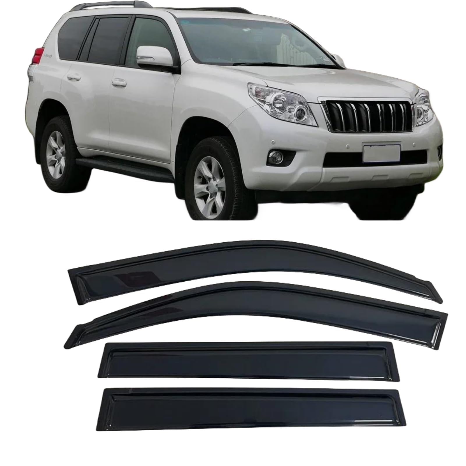 4 PCS Car Weatherproof Visors for Toyota Land Cruiser Prado J150 2010-2019, and Durable Weatherproof Visors, and Durable Car Accessories