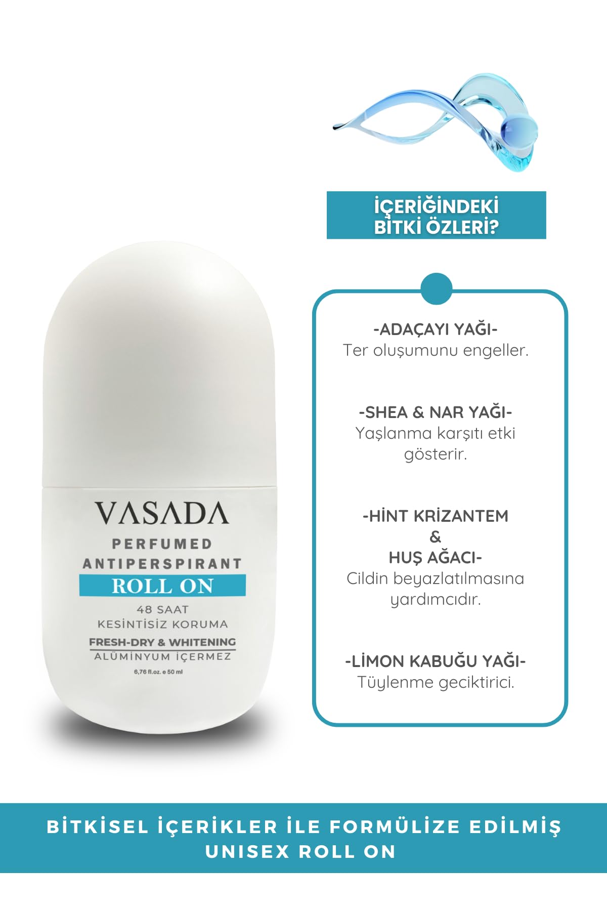 Ter Kokusu Önleyici Alüminyum Içermeyen Unisex Roll-on 50 ml