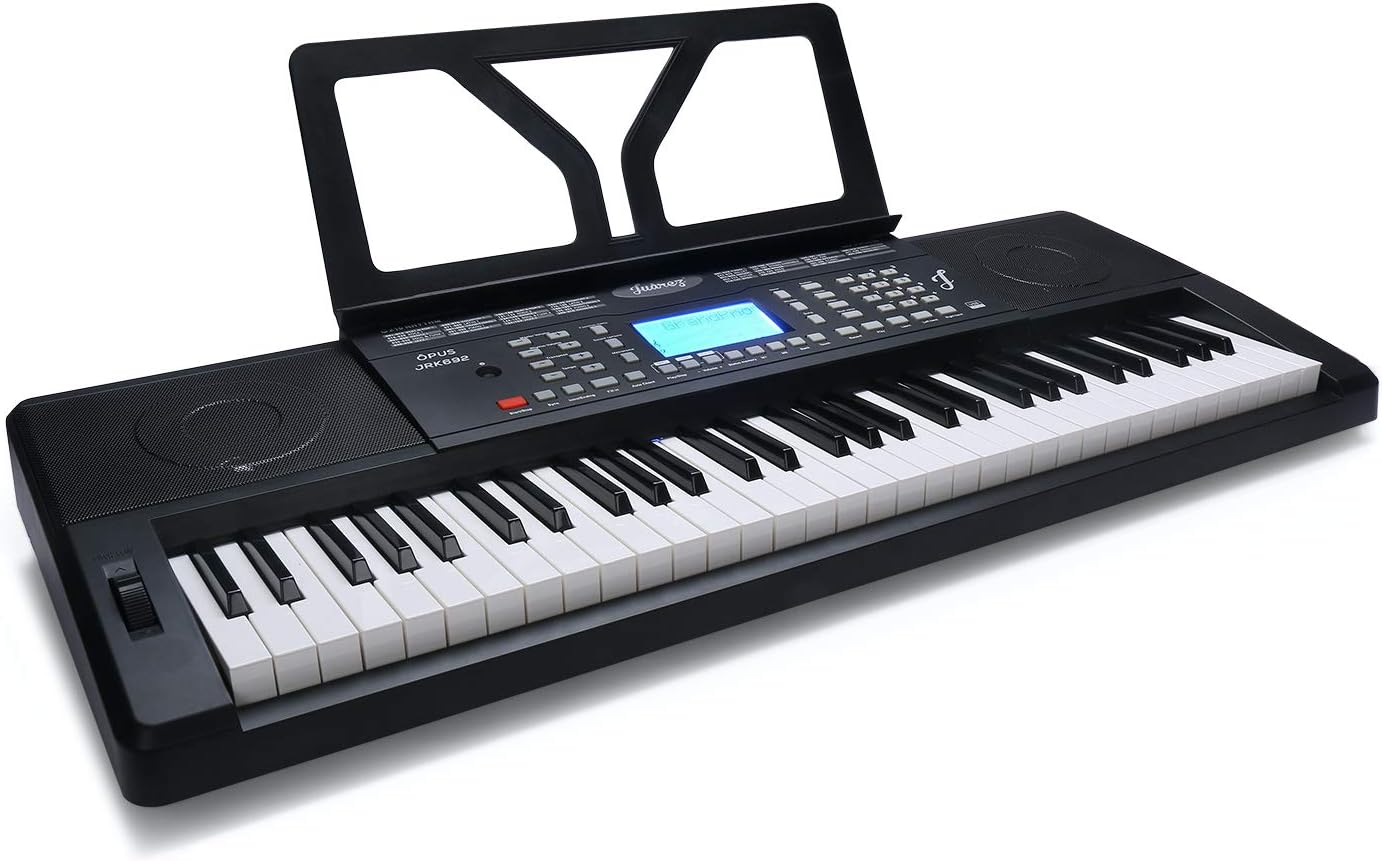JUAREZ Opus JRK692 61 Keys Electronic Keyboard Piano With LCD Digital Display,Pitch Bend,MP3 USB MIDI| Touch Response|Adapter|Key Note Stickers|Music Sheet Stand|210 Rhythms|422 Timbres|120 Demos