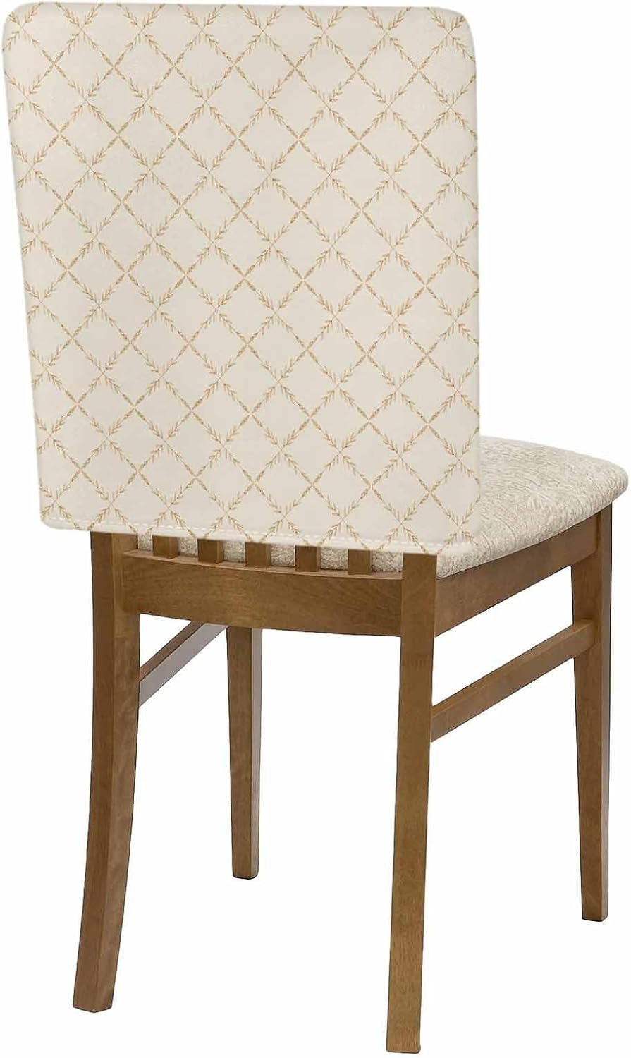Beige Rhombus Plaid Chair Back Covers for Dining Chairs 6 Pack, Classic Contemporary Geometric Abstract Art Decor Washable Stretchable Chair Slipcover Back Chair Protector for Wedding Party