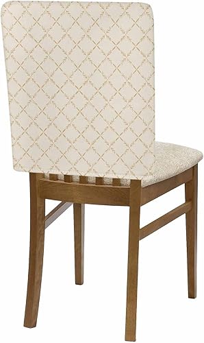 Miniatura 6 de Paquete de 4 fundas para respaldo de silla de comedor con rombos beige, diseño geométrico contemporáneo clásico, abstracto, decoración lavable,