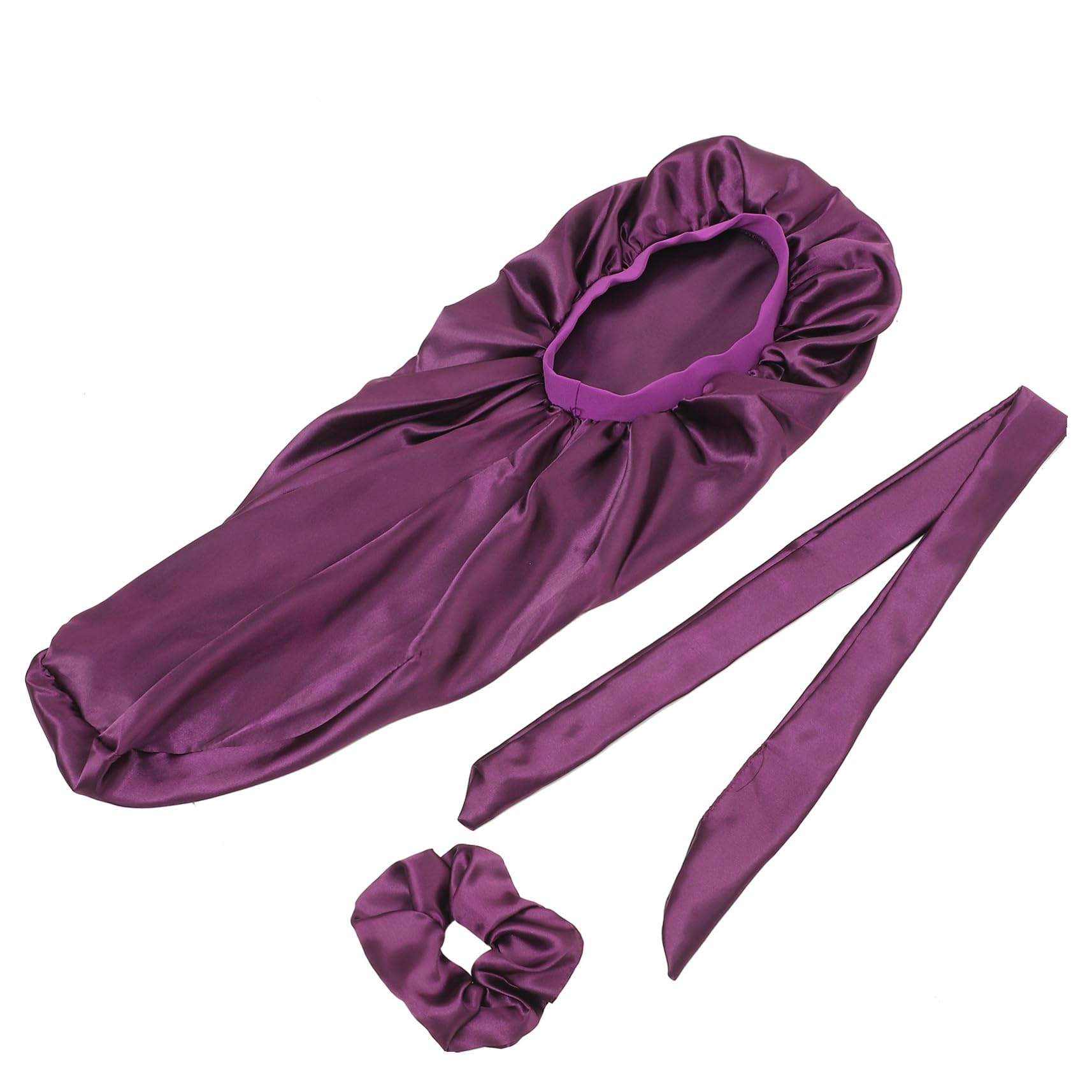 Bonnet de nuit satin de qualité supérieure pour cheveux longs OUNONA - 8