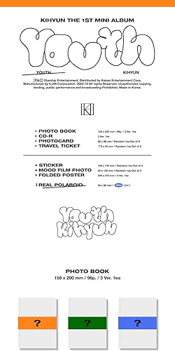 DREAMUS KIHYUN YOUTH 1er Mini álbum CD+Photobook+Photocard+Billete de viaje+Pegatina+POB+Seguimiento (3 Versión SET)