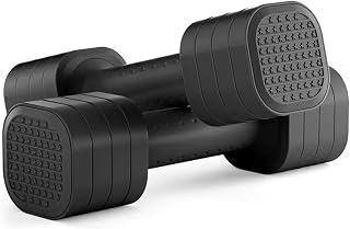 Juego de mancuernas ajustables, juego de 2 pesas de mano ajustables con mango antideslizante, pesas 4 en 1 para gimnasio, 2 libras, 3 libras, 4 libras y 5 libras, peso