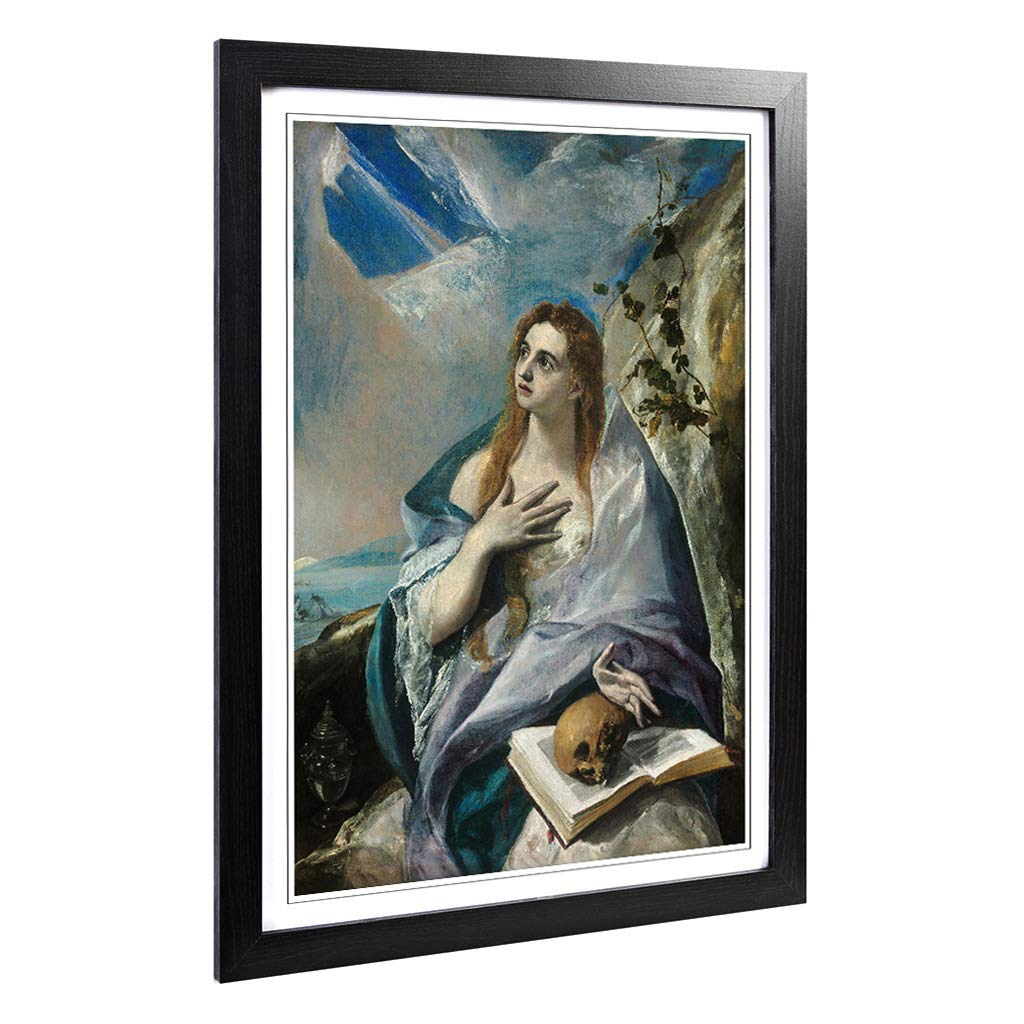 Big Box Art Framed Print of El Greco The Penitent Magdalene Design | Wall Art Picture | Home Decor for Kitchen, Living Room, Bedroom, Hallway, Black, A2 / 24.5x18 Inch / 62x45cm
