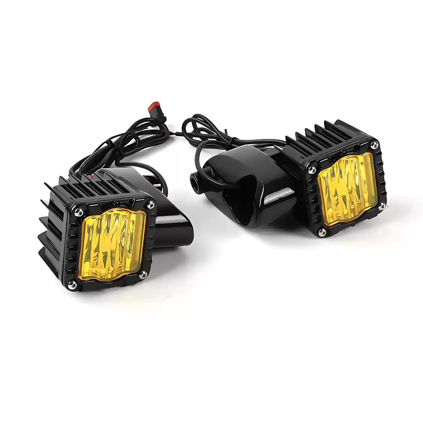 MERIGLARE Par Luces Complementarias para cicleta con Diseño Aletas Térmicas y Lente Facetada con Cableado Integrado para Montaje en la Parte Acuado para Conducción y Carretera, Amarillo
