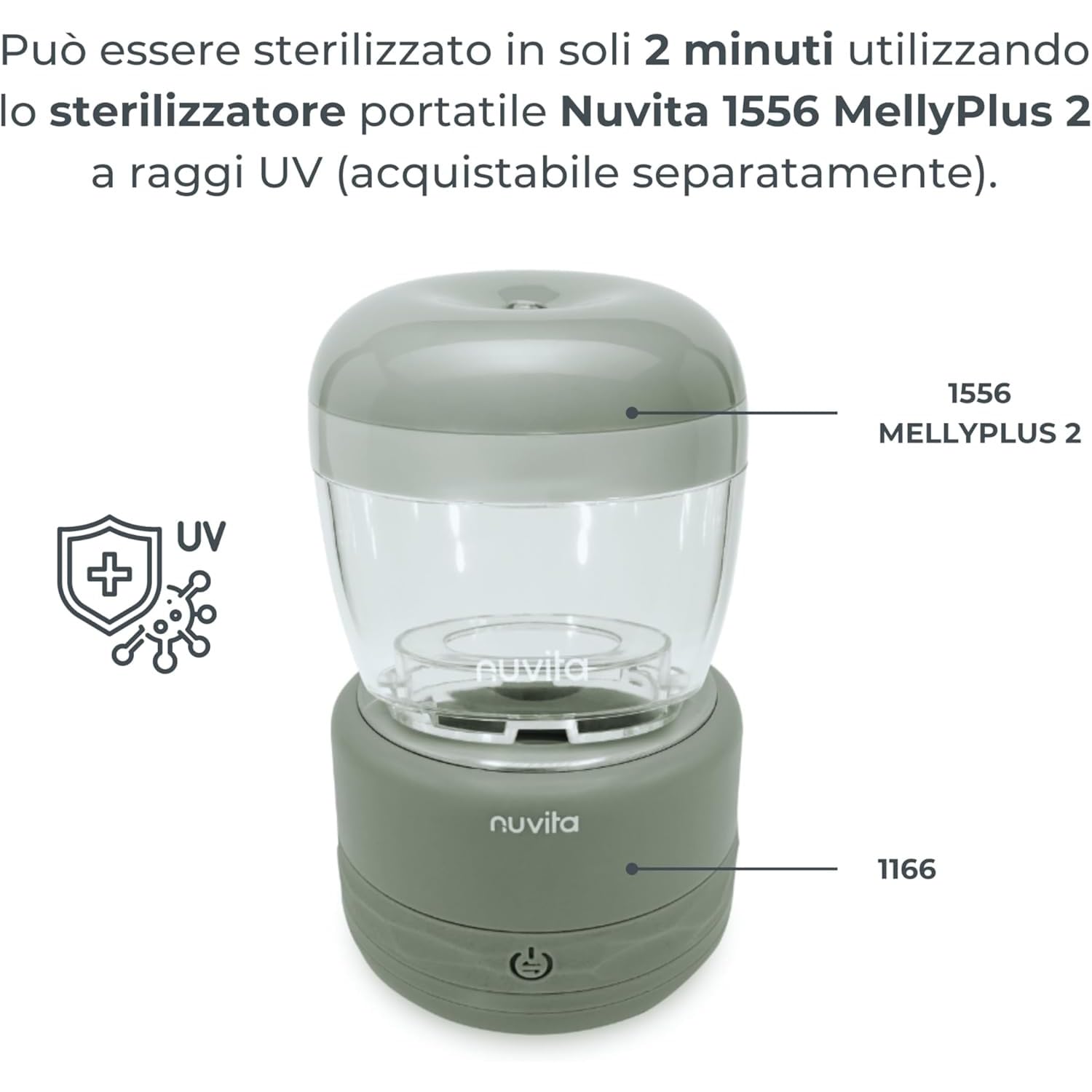 Nuvita 1166 Warm70 bezprzewodowy podgrzewacz do butelek 70°C – ładowanie przez USB, uniwersalny kompatybilny z 6 adapterami, 5 ustawień temperatury do 70°C, szybkie nagrzewanie w 2,5 min, utrzymuje