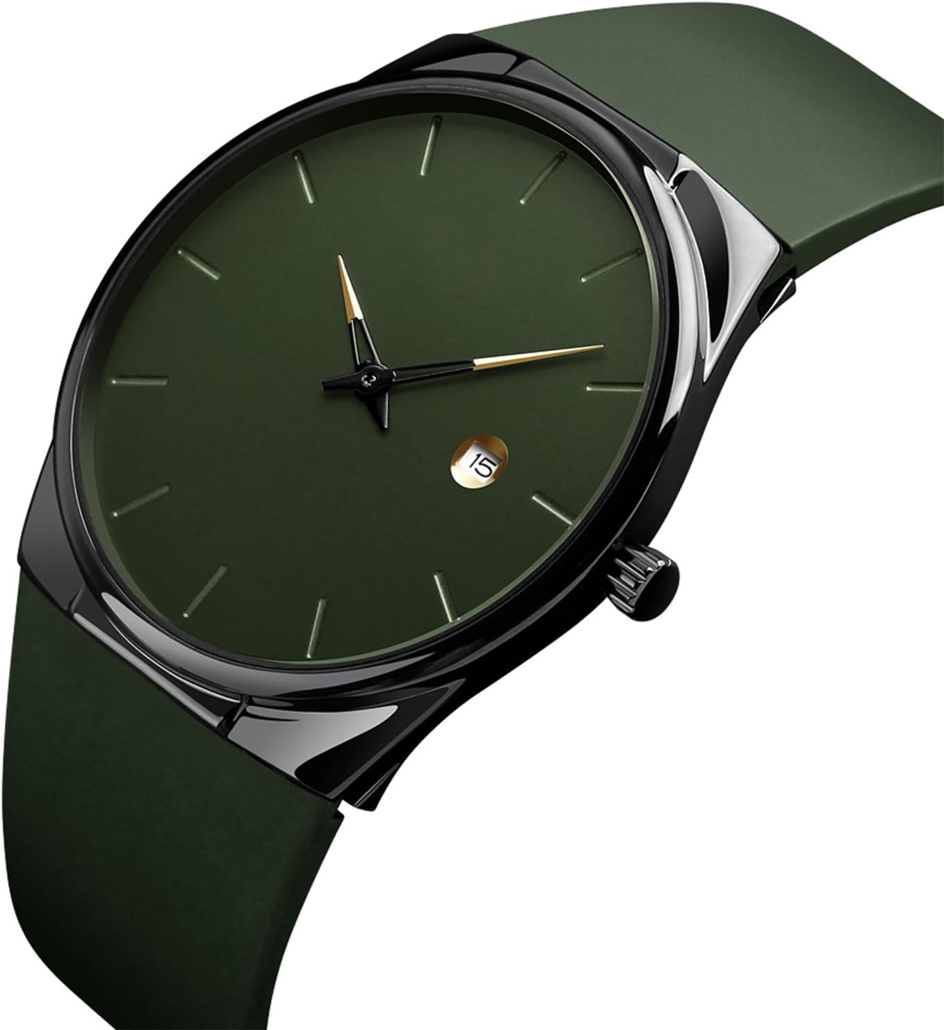 BESTKANG Men's Sports Casual Quartz Watch, 30m Water Resistant, Date Window, Alloy Case & Silicone Strap, 5 Color Options (Black/Red/Khaki/Blue/Army Green) for Everyday, Dress & Outdoor - Image 2