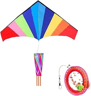 Kite for Outdoor Games and Activities Turn Tail Rainbow Kite Set Adult Kite Breeze Easy to Fly Kite 300 Meters Kite Line Outdoor Sports Children's Kites Easy Fly Kites