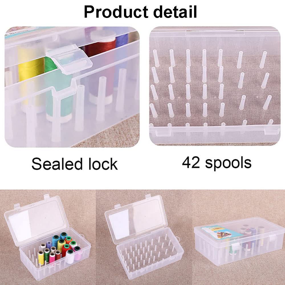 2 Scatole Porta Fili Da Cucito - Organizer Per 42 Rocchetti Trasparente, Ideale Per Cucito E Ricamo - Foto 12