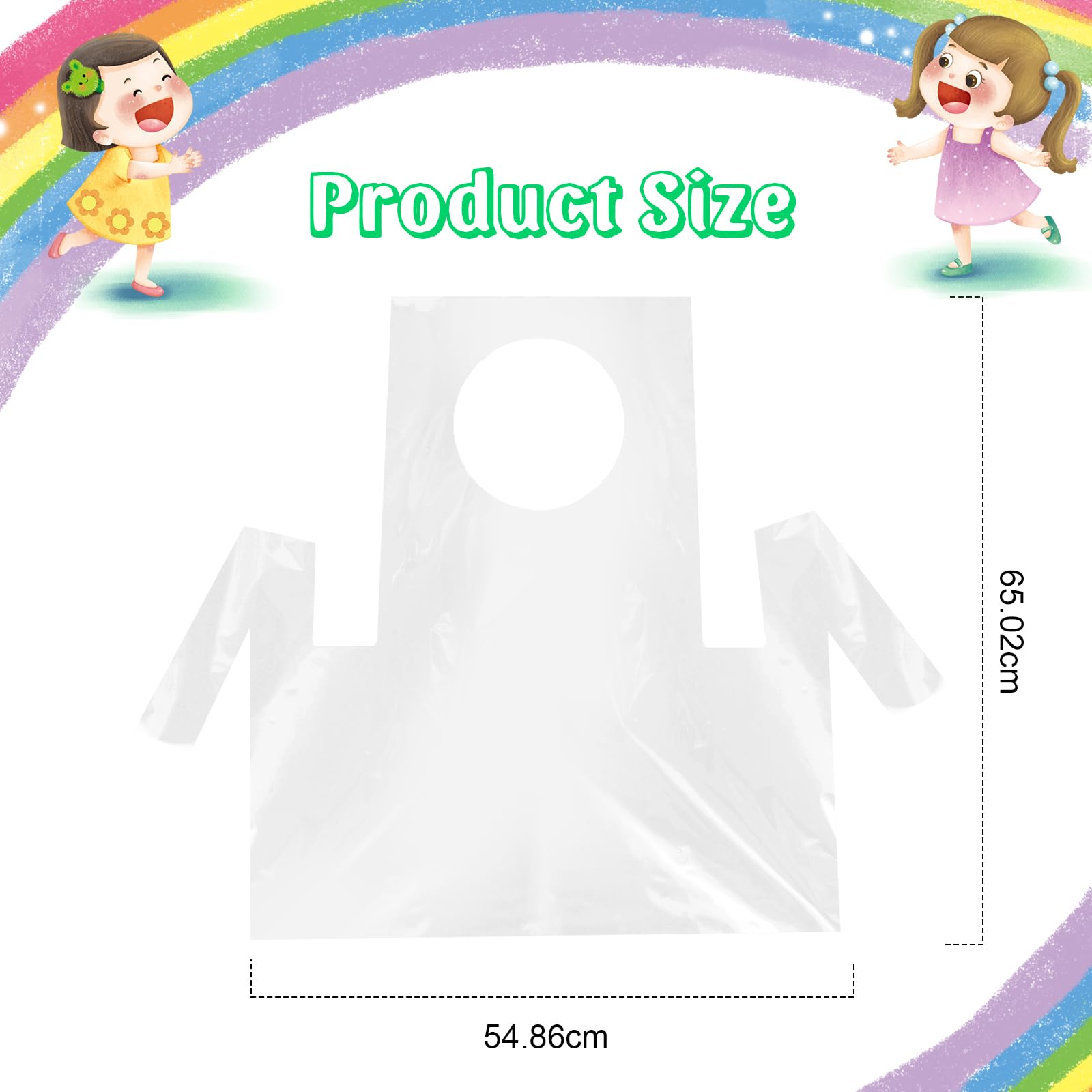 Noaya 100PCS Disposable Kids Aprons, Perfect for Creative Kids Plastic Aprons for Painting Cooking, Eating, Teaching, Picnic - Image 2