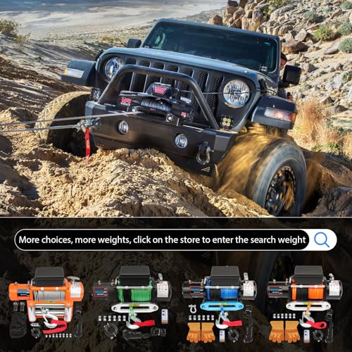Winch eléctrico 13000lbs 12V con control remoto miniatura 7