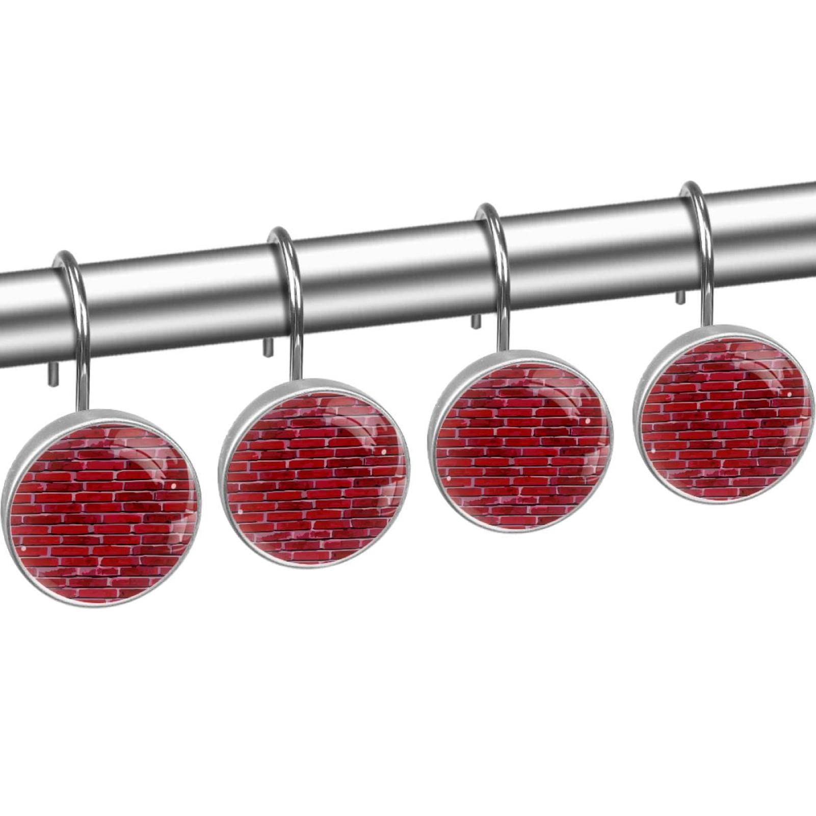 12 Stück Marmorier-Duschvorhanghaken - Edelstahl Mit Glas-Applikation, Für Stangen 8-28 Mm