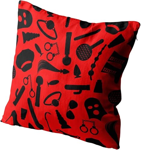 Miniatura 2 de Funda de almohada cuadrada de 18 x 18 pulgadas, iconos fetichistas, amantes del sexo duro, casquillo de látigo, esposas, cojín para decoración del