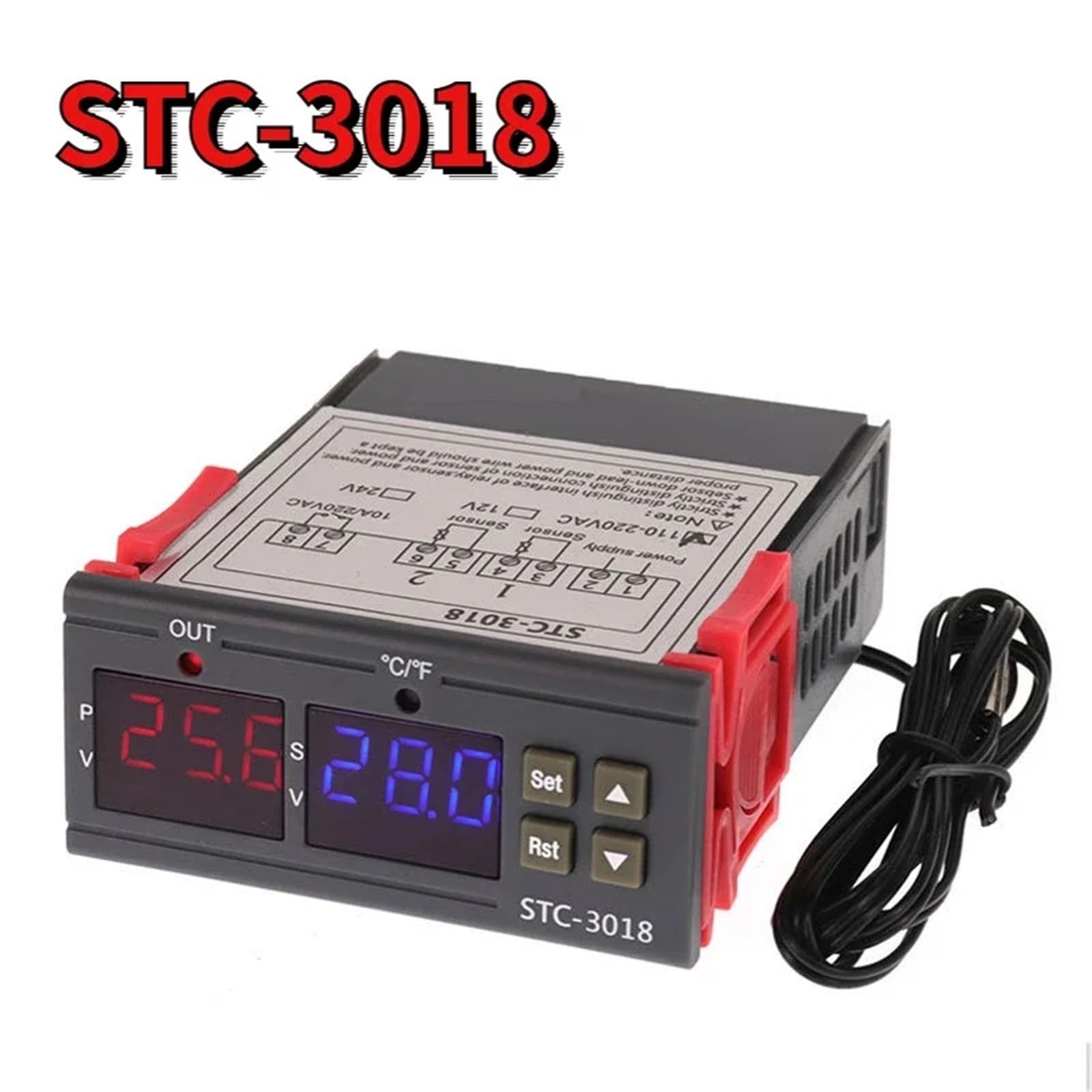 STC-3018 Regolatore di temperatura digitale Termostato Termoregolatore Sensore di temperatura Relè Riscaldamento Raffreddamento Incubatrice 12V24V(24V)