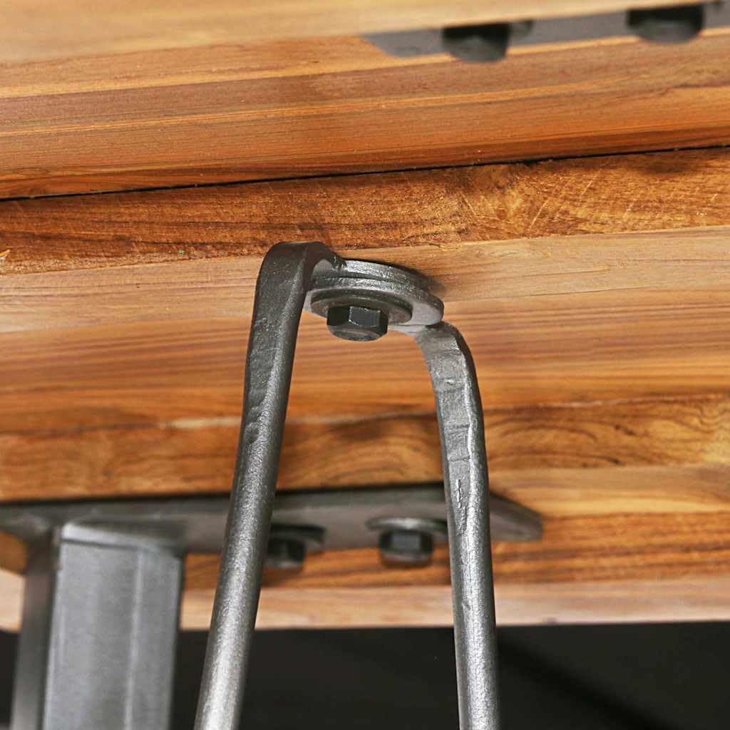 Table de bar en teck massif recyclé - 60 x 60 x 107 cm - Avec pieds en acier revêtu par pulvérisation - Table de cuisine industrielle - Table à manger stable - Facile à monter - Design