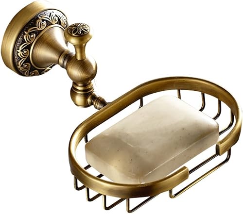 7Trees Soporte para jabonera de baño de latón macizo de estilo vintage, accesorios de baño, cesta de jabón de latón antiguo y bronce aceitado (latón