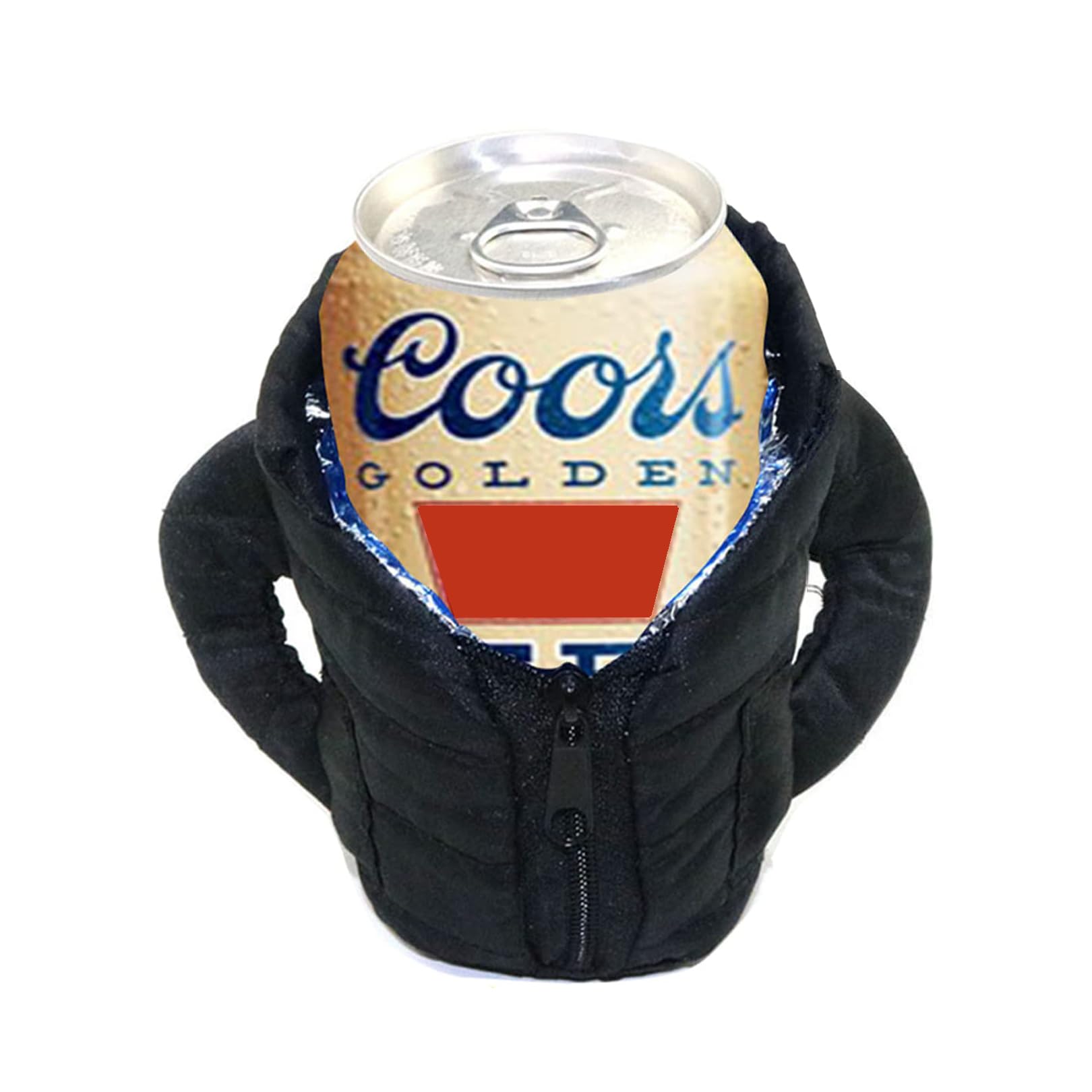 Beer Can Cooler Jacket Can Covers Drink Insulated Coolers Thermos Coolers Sleeve for 12oz Standard Cans Beverage Vest Jackets Coats Cool Gifts for Men Boyfriend Father Beer Lovers(Black)