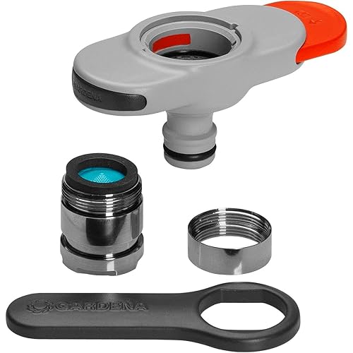 Gardena tap Connector for Indoor taps: Connection for Indoor taps, Including Adapter for Aerator Head, Spanner for Easy Fitting, for Kitchen and Bathroom (18210-20)