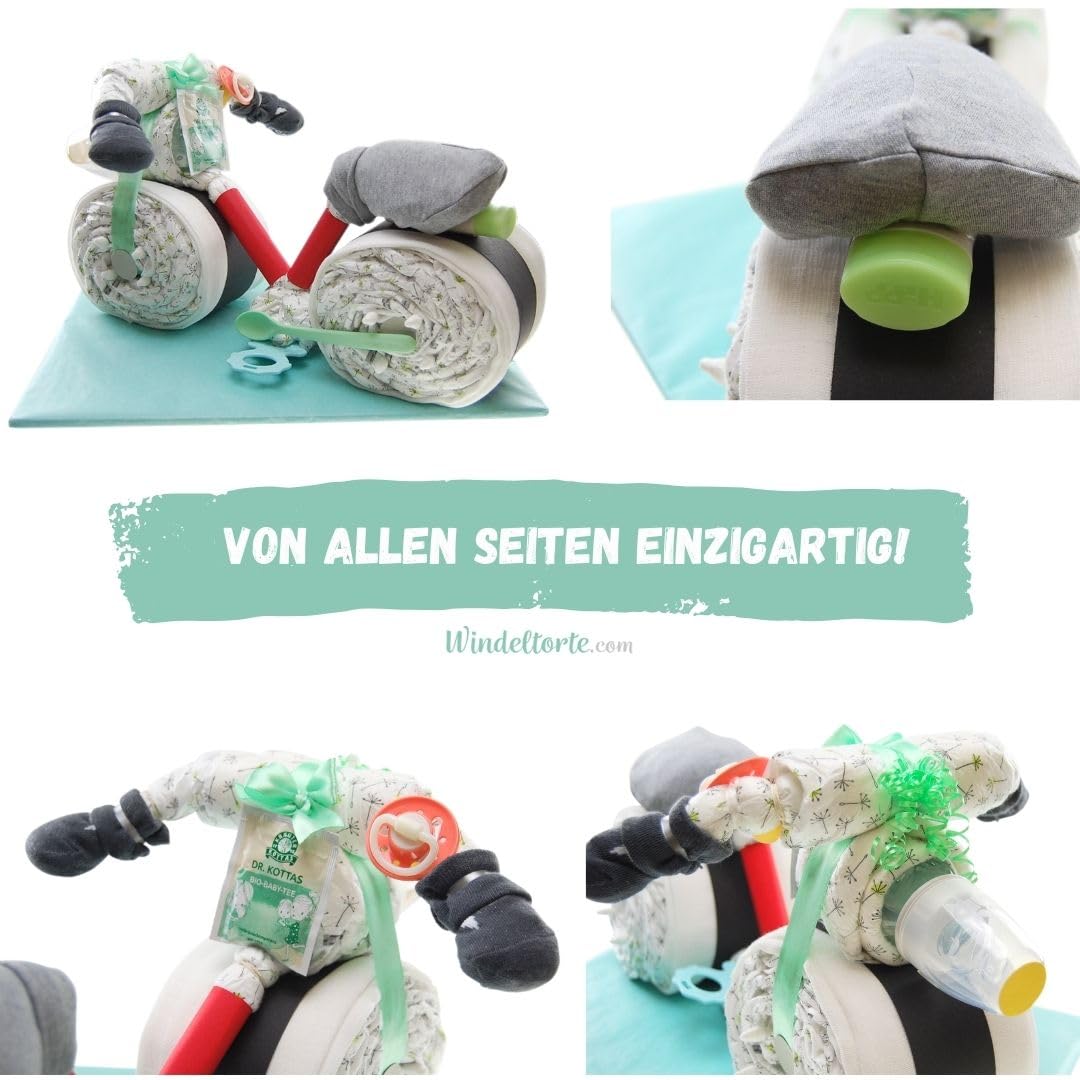 Fahrrad [SPORTLER & ABENTEURER] - Jungen & Mädchen - Neutral Unisex - Geschenk zur Geburt - Babyparty - Baby - Babyshower - Pullerparty - Babyartikel - Windeln - Lätzchen - Spucktuch