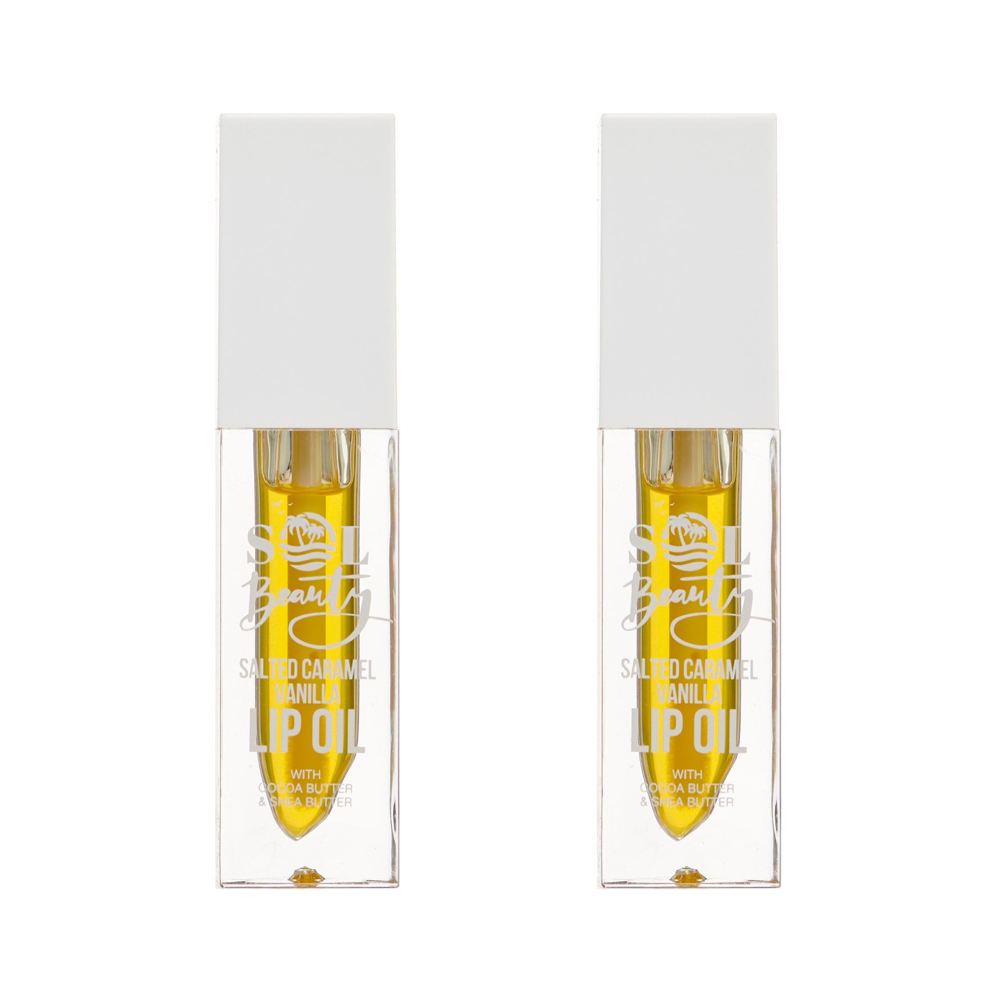 Sol Beauty Salted Caramel Vanilla Lip Oil with Cocoa Butter and Shea Butter, Hydrate and Soften your Lips