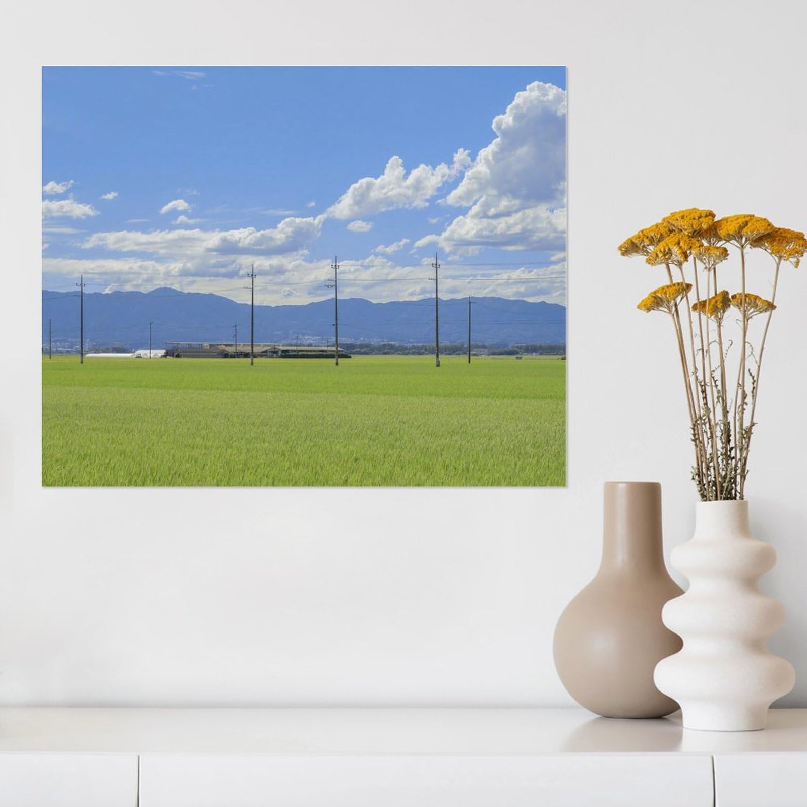 18㎝角「夏雲と田んぼ道　１」油彩・原画・アートパネル・S0 18㎝角「夏雲と田んぼ道 1」油彩・原画・アートパネル・S0 18