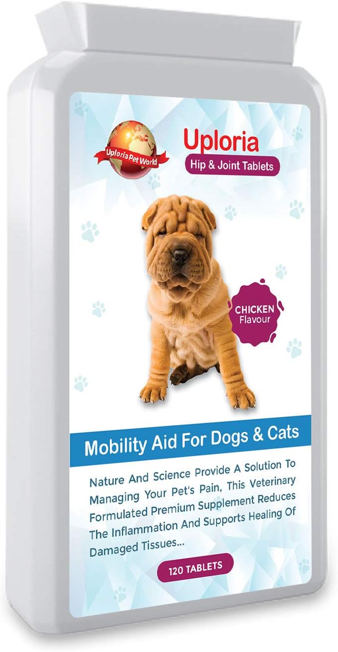 Uploria Pet World 120 Joint Supplements For Dogs Reduces Joint Pain And Inflammation Our Dog Joint Supplements Improves Mobility and Flexibility - UK Manufactured