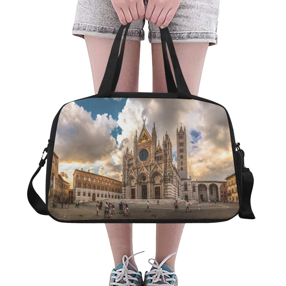 Gym Bags Vintage Romantic Siena Cathedral Useful Fitness Coach Functional Duffel Weekend Duffel For 