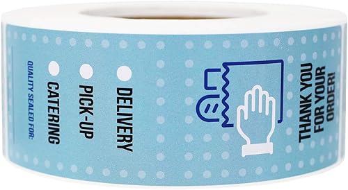 Miniatura 2 de Etiquetas de sello de calidad para entrega, calcomanías de seguridad alimentaria de catering, 2.25 x 6.75 pulgadas, 500 etiquetas en total