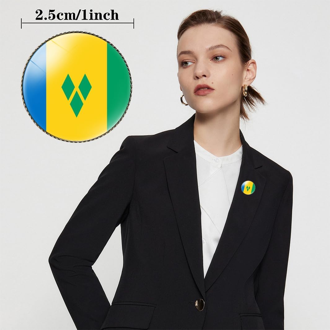 4 Pcs St. Vincent and the Grenadines Flag Pin Round 1 Inch, Lapel Pins Souvenir Badge for Hat Clothes Backpack ,Saint Vincent Flag Brooch Accessories Party Favors,Patriotic Pin Accessories for Men/Women - Image 2