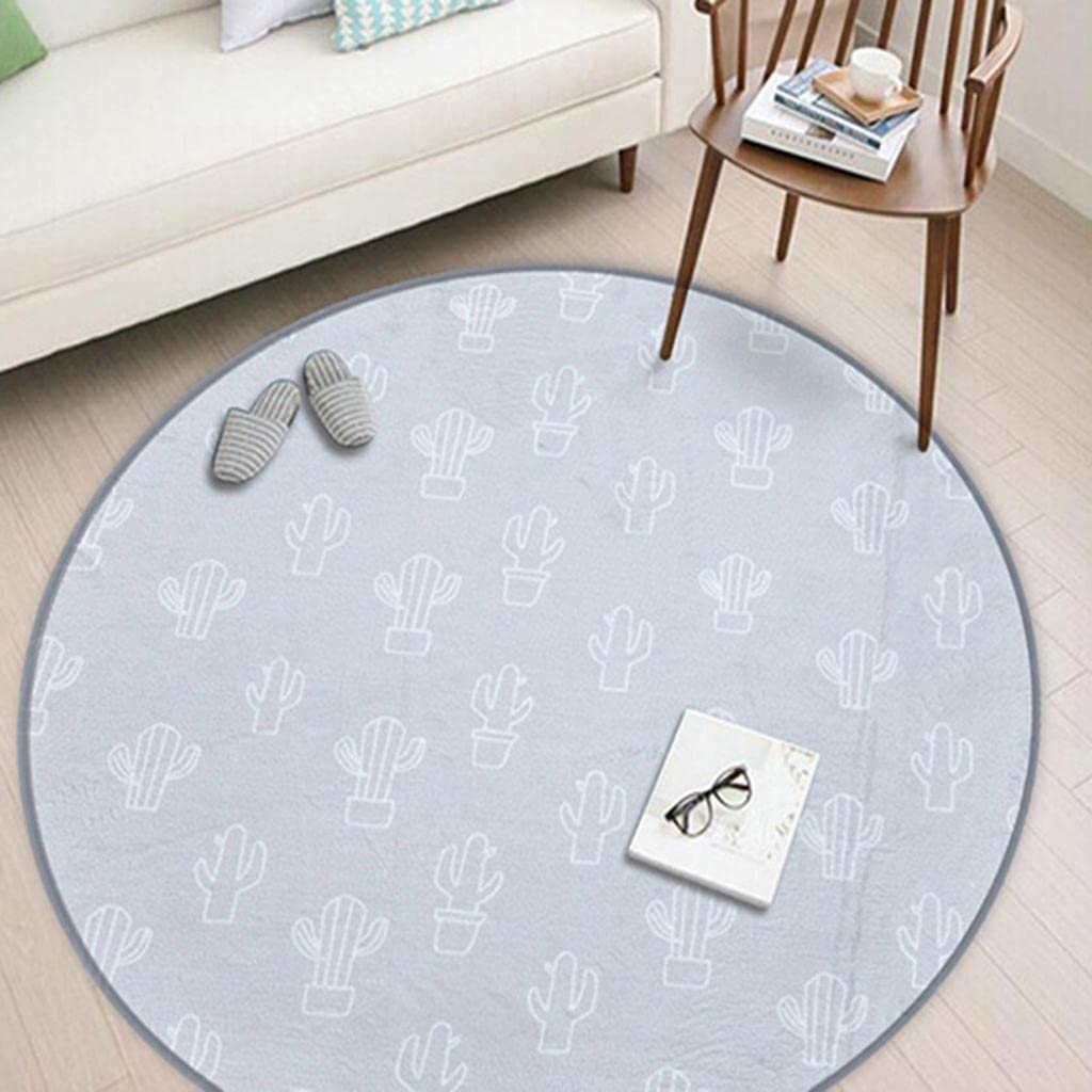 WINTI Round Carpet Tea Table Living Room Area Rug Kids Play Mat Cactus 60cm