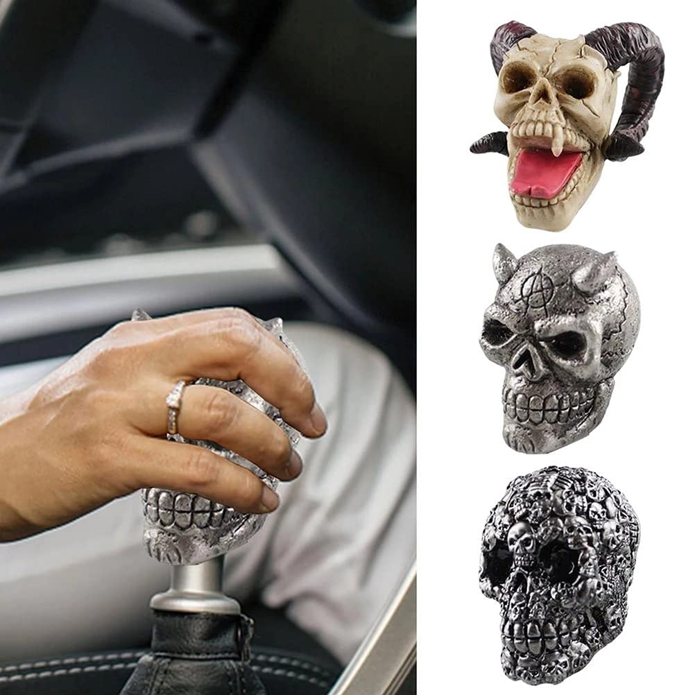 Pommeau De Levier De Vitesse Tête De Mort En Résine – Déco Style Halloween Pour Voiture, Berline, Camion, Facile à Installer