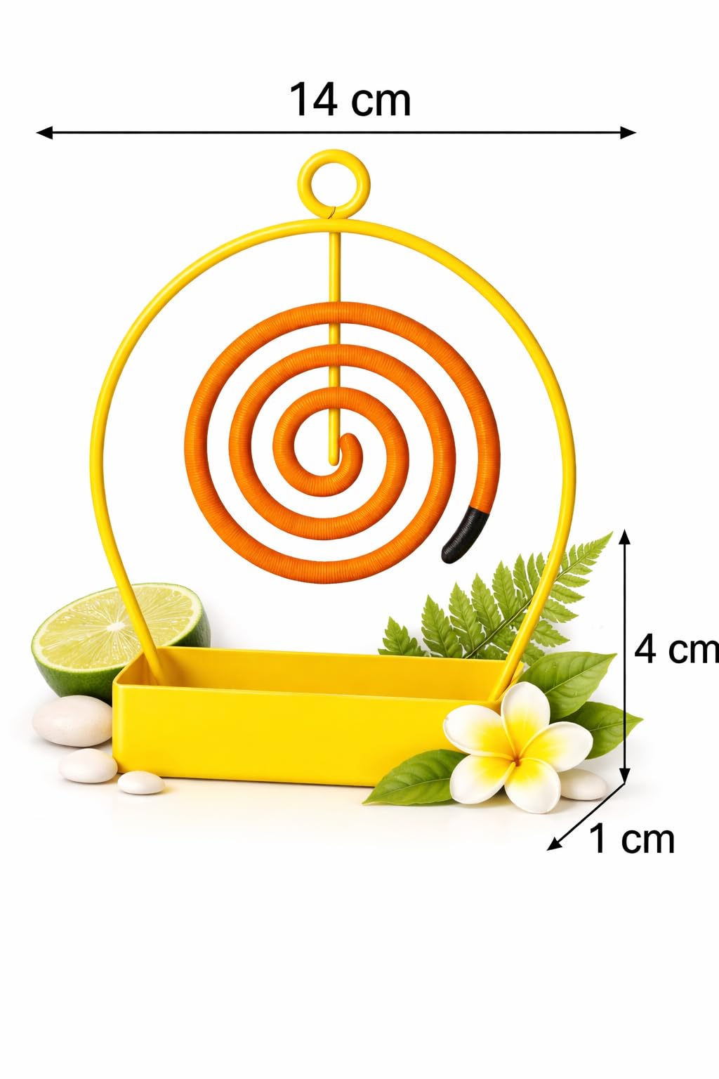Porta Zampirone da Esterno in Metallo con Vassoio Raccoglicenere, Supporto Spirale Antizanzare da Tavolo o Appendere, Porta Bobina per Giardino Terrazza Campeggio Balcone, Giallo 1 Pezzo