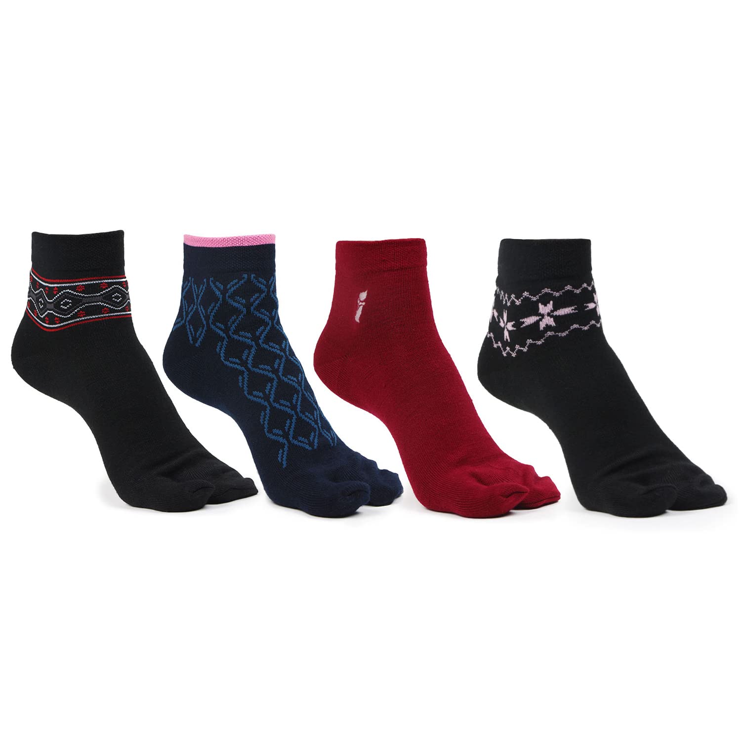 bonjour Ankle Length Woolen Thumb Socks For Women- Pack of 4-picture-18