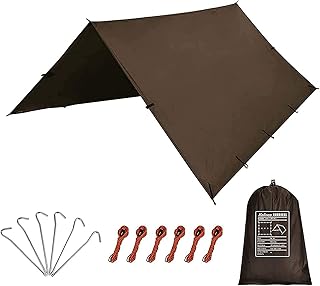 KALINCO 10X10FT Tent Tarp, Picnic Mat Camping Tarp Tent Hammock Tarp, pu Waterproof Camping tarp Tent Rain Fly Picnic Mat Survival Shelter Sunshade