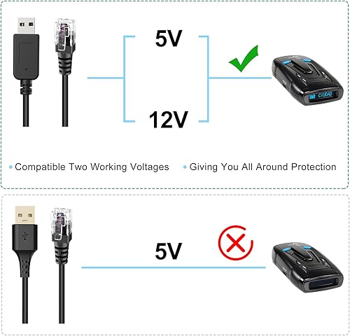 Miniatura 3 de Cable detector de radar, cable USB a RJ11, para Escort Radenso XP Uniden Beltronics Cobra Whistler Radar Detector, Cable de alimentación de repuesto