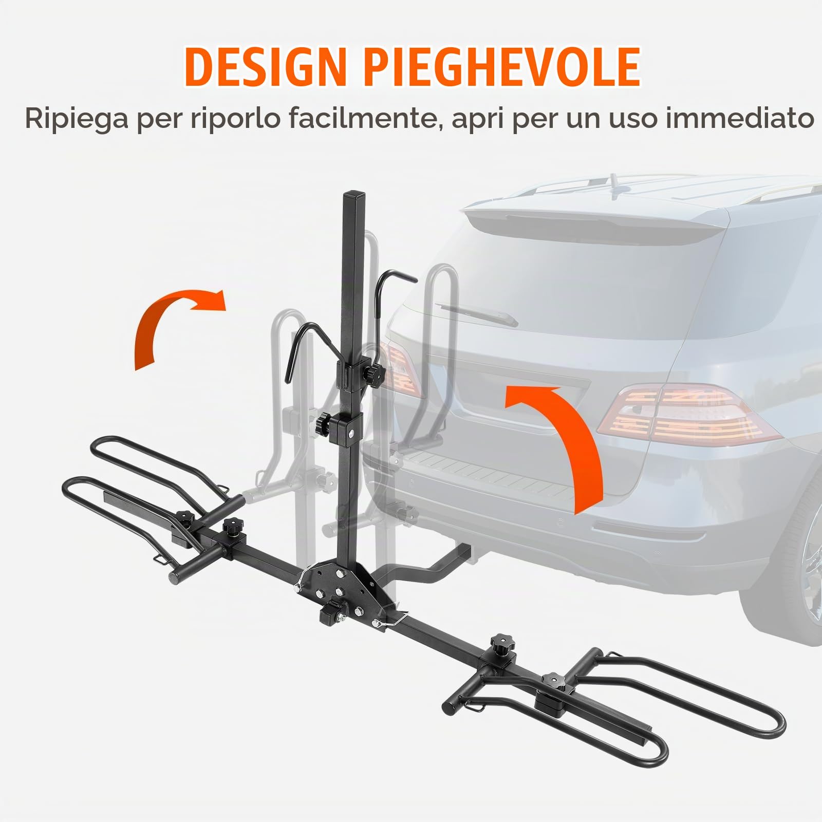Portabici con Gancio di Traino, Stile Piattaforma per max. 2 Biciclette, Portata 80Libbre, Gancio di Traino per Ricevitore1,25/2 Pollici, Portabici Pieghevole per Auto, SUV, Camion, Camper,
