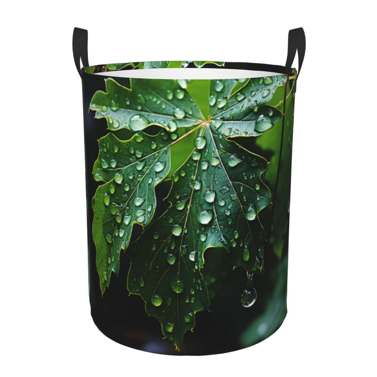 Panier à linge imperméable et autonome à motif feuilles pour dortoir