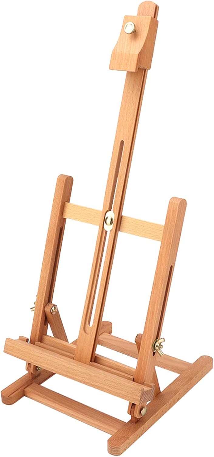 Wooden Tabletop Easel Display Stand, Painting Easel Display H Frame Easel Studio Artist Tools with Fine Polishing and Electroplating Hardware for Drawing