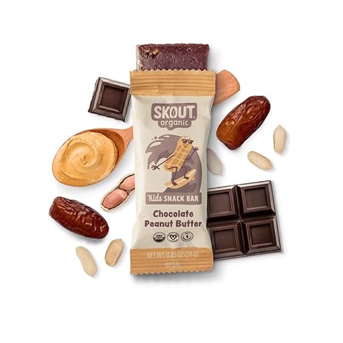 Skout Organic Barras de chocolate con mantequilla de maní para niños (paquete de 18) | Barras orgánicas para niños | Snacks escolares y aperitivos